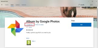 Google app in Store for Windows 10